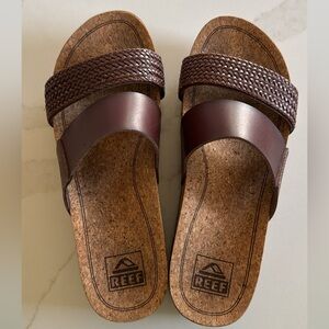 Reef Brown Cork Platform Sandals Size 7